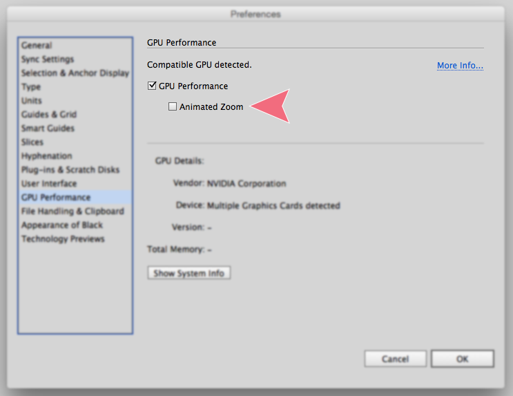 disable dynamic zoom illustrator